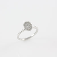 14k White Gold Oval Diamond Pave Ring - #52875