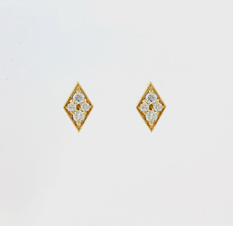 14k Yellow Gold Diamond Earring - #61709