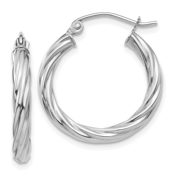 14K WG 3.25 MM TWISTED HOOP EARRINGS