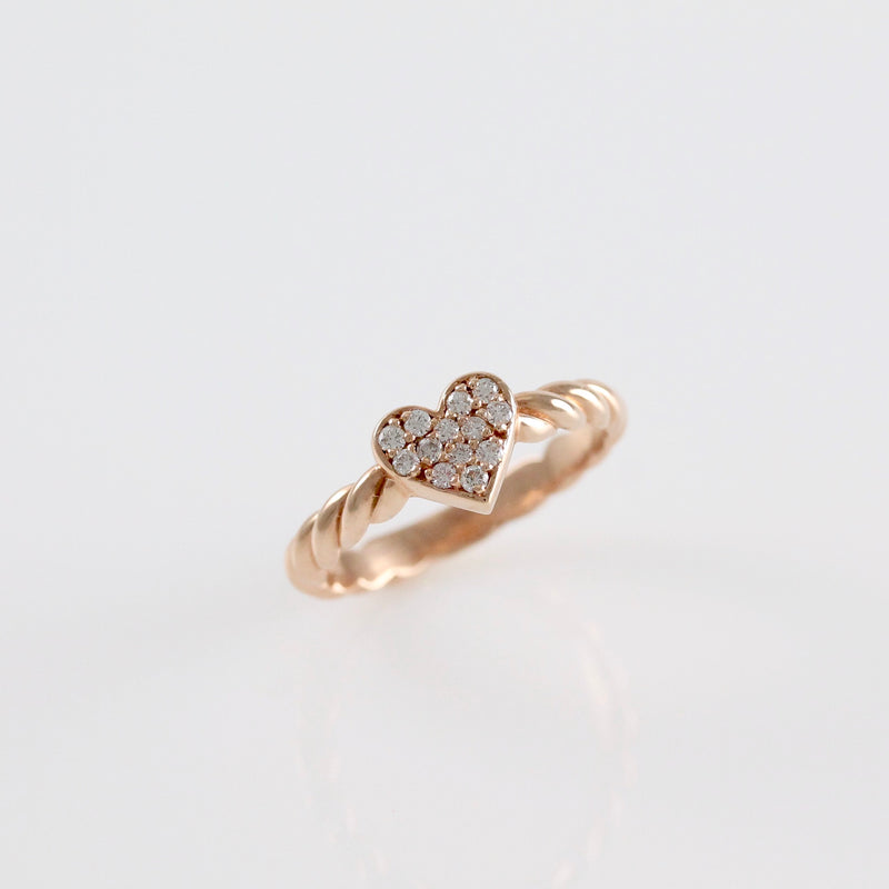 14K Pink Gold Diamond Heart Ring - #57953